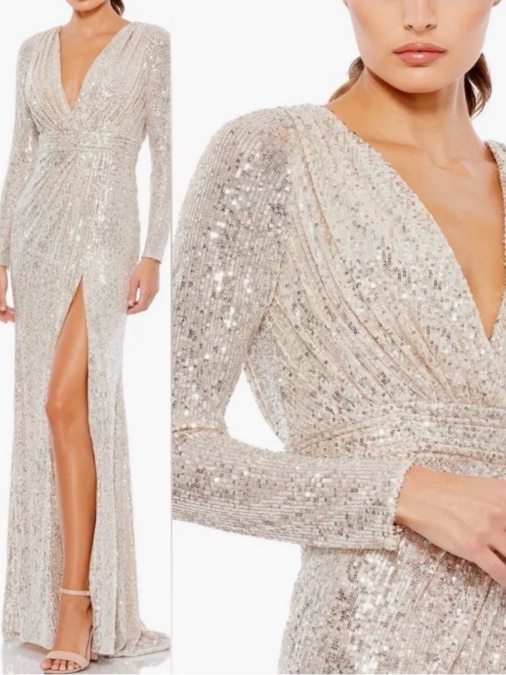 Mac Duggal SEQUIN WRAP EVENING GOWN size 12 NEW